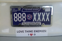 Bible on a Bumper Sticker (“Love Thine Enemies” – 1❤️0) (from Matthew 5:44.)