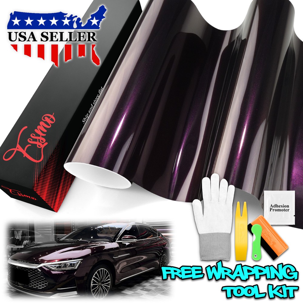 ESSMO PET Super Gloss Metallic Midnight Magenta Car Vinyl Wrap Decal Like Paint