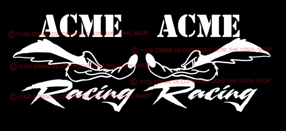 ACME RACING Left & Right Wyle E Coyote 5.0 Hot Rod, NHRA, Rat Rod decal sticker.