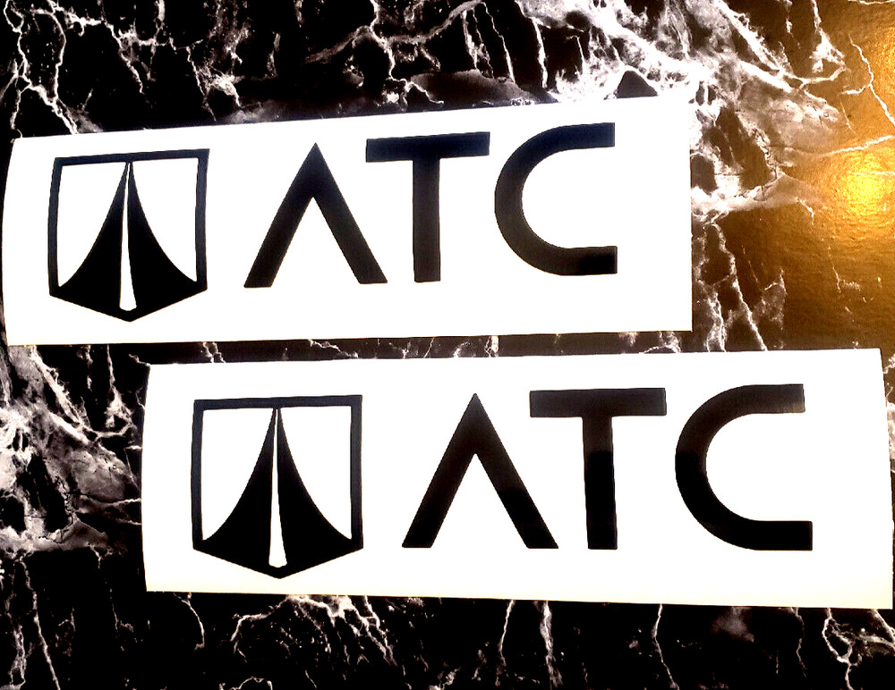 ATC ROM trailer DECALs Stickers Gloss BLACK 27″ X 8.5″ (2) Fast USA!
