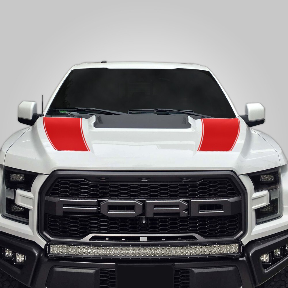 Hood Race Stripe kit for 2017 2018 2019 Ford Raptor F-150 Graphics Decals RED