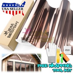 Rose Gold Chrome Window Tint One Way Mirror Film UV Heat Reflective Home Office