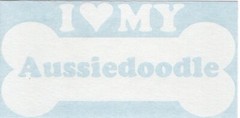 I Heart Love My Aussiedoodle – Mixed Dog Bone Car Vinyl Decal Sticker 14069