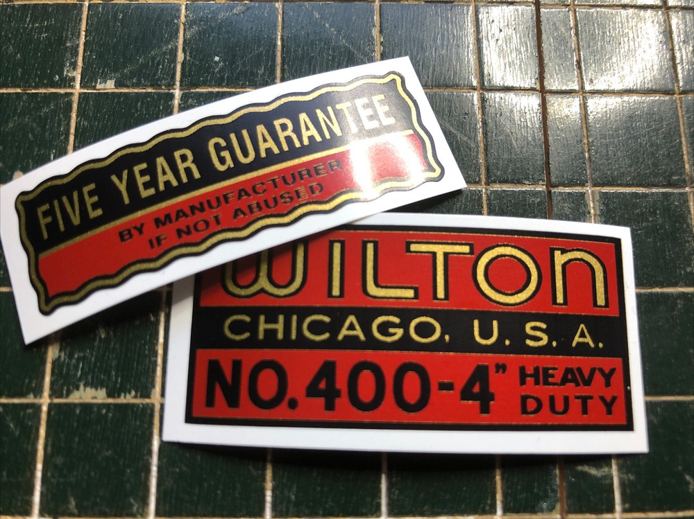 Wilton Vise 400-4” Decals Red Black On Gold Set 2 For Heavy Duty Bullet