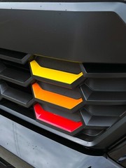 2024 Tacoma Heritage Grille Inserts | Yellow Orange Red 3 Stripe Vinyl Overlays