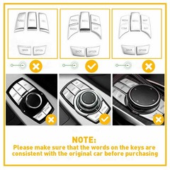 1/2set Multi-Media 7 Cover Button Trim For Decor BMW 3 4 5 6 X5 X6 Series iDRIVE
