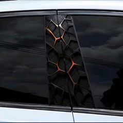 2pcs Durable PVC Car Stickers Plaid Pattern Waterproof Scratch-Resistant Decals