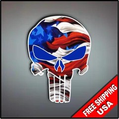 Punisher Skull Vinyl Decal Sticker Hood USA Patriotic Flag Wall Car Window