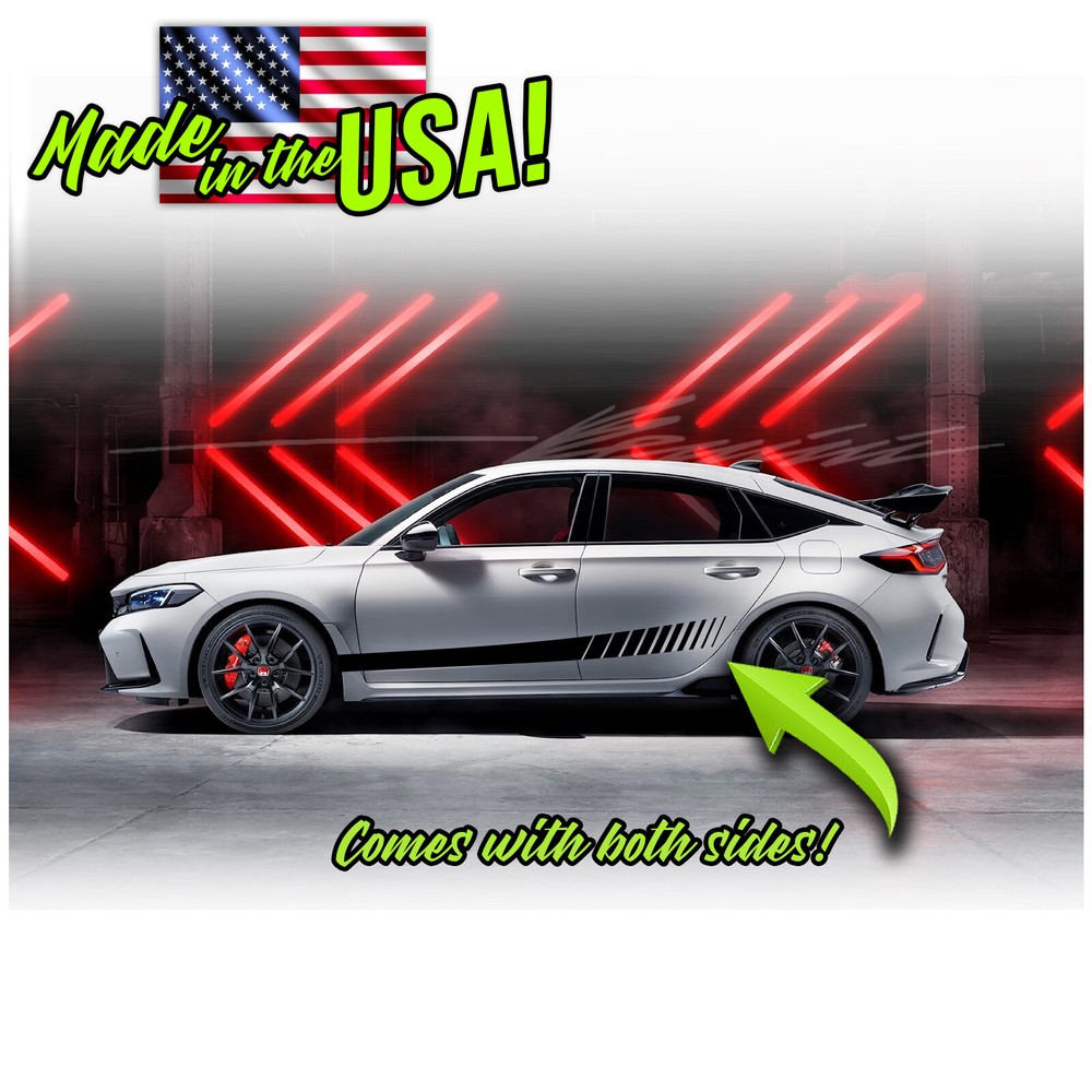 Side Strobe Rocker Racing Stripes Decals Fits 2016 2022 &up Honda Civic