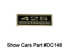 1963 1964 CHEVY IMPALA BELAIR 425 HP AIR CLEANER FRONT CENTER STICKER DECAL EA.