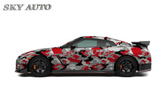 Red Black Gray White Large Camo Vinyl Car Wrap Sheet + Free Tools( 2 feet & up )