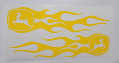 Yellow John Deere Flames Decal Sticker 1.75″ X 7″