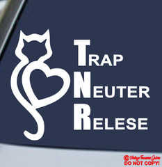 TNR TRAP NEUTER RELEASE VINYL DECAL STICKER CAR WINDOW CAT KITTEN STRAY SPAY PET