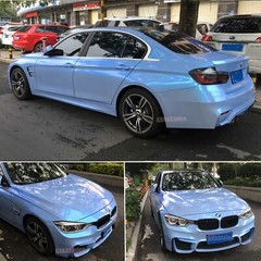 Grey to Blue Chameleon Pearl Metallic Glossy Chrome Car Vinyl Wrap Sticker CFUS