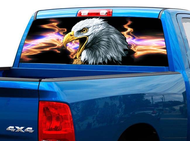 P424 Eagle Lightning Rear Window Tint Graphic Decal Wrap Back Pickup Graphics