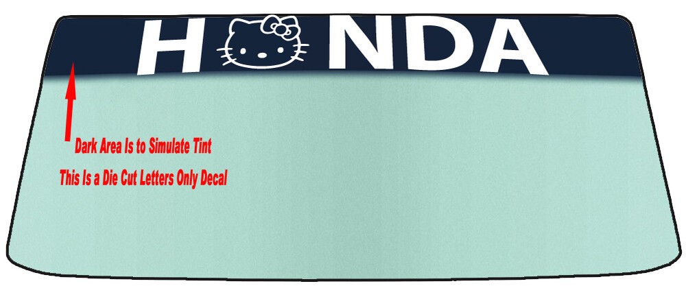 HELLO HONDA KITTEN INSPIRED WINDSHIELD BANNER VINYL DECAL WITH APPLICATION TOOL