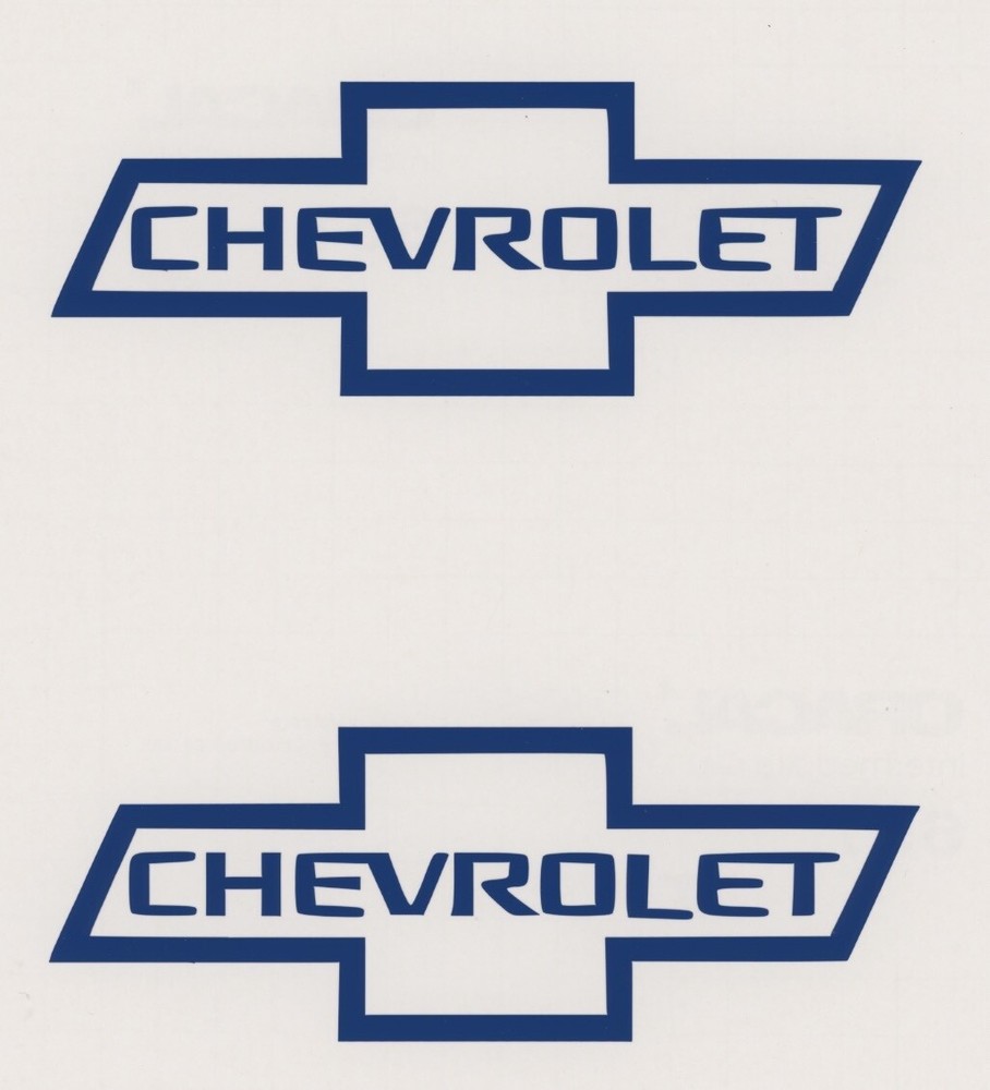 2 New CHEVROLET in BOWTIE 6″ Blue Decals Stickers Window Chevy Car Show Decal