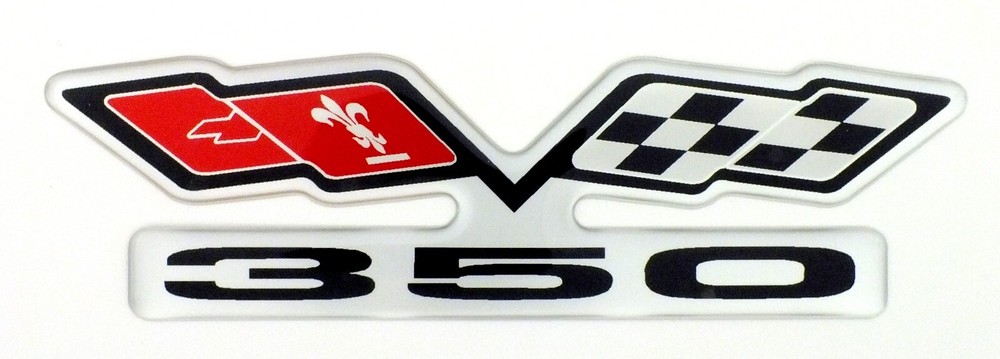 Chevy 350 (FLAGS) EMBLEM Super Sized Silver