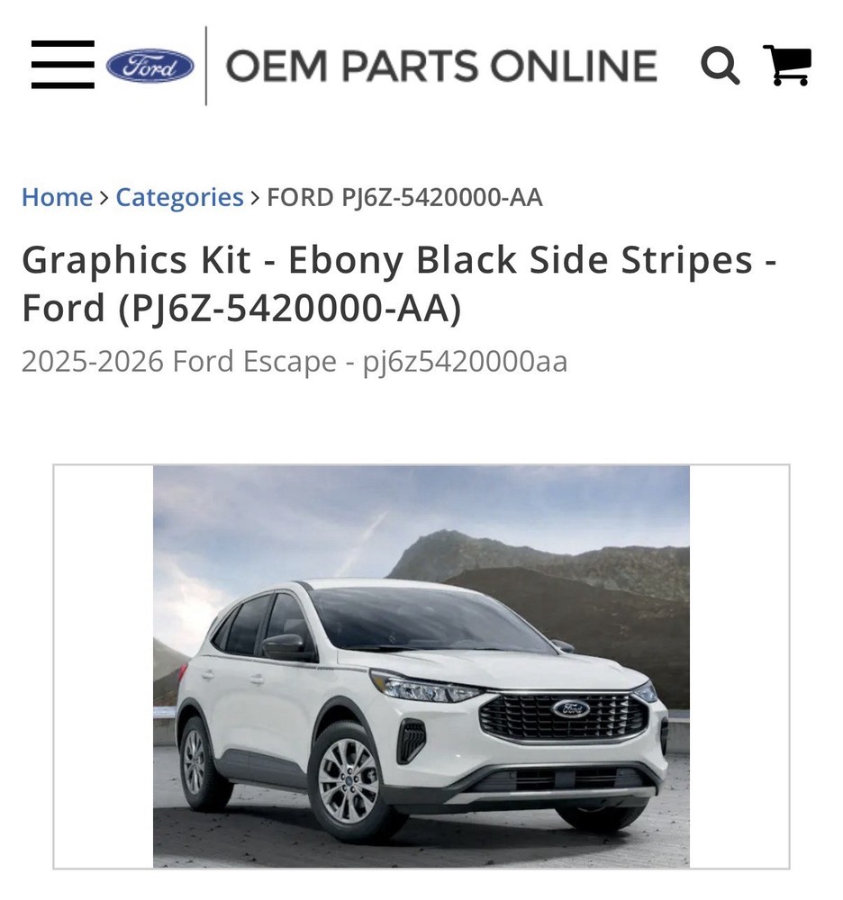 Graphics Kit Ebony Black Side Stripes Ford PJ6Z-5420000-AA And PJ6Z-5420000-AA