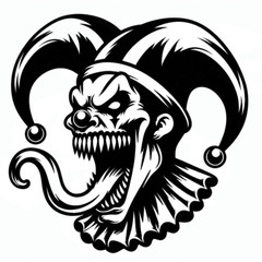Evil Insane Laughing Demon Jester Clown Black Vinyl Sticker Decal Left or Right