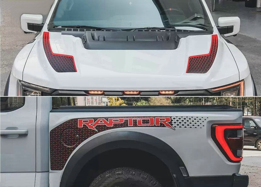 Car Hood Sticker Trunk Stripe For Ford Raptor 2022 2023 Bed Box Decal Full Set