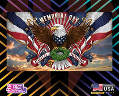 MEMORIAL DAY EAGLE PROUD VYNYL DECAL,WALL,WINDOW,ETC,6 YEARS LAMINATE FREE STIC
