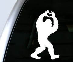 Bigfoot Spreading Love TWO White Vinyl Decals Car Truck Windows Tablet Tumblers