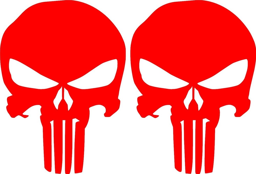 Punisher Skull Decal Pair of 2 Vinyl Stickers Truck Window Laptop Helmet Cart