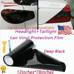 For Headlight+taillight Deep Black Tint Film Lens Vinyl Wrap Protection 12″x78″