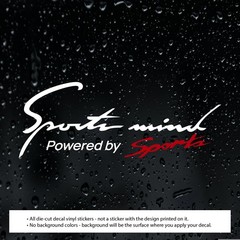 1x SPORTS MIND Powered by SPORTS ( 10″ x 3.75″) Decal Vinyl Stickers Cursive