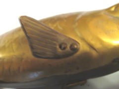 2 Pound Brass Fish Bud Vase Planter Fishing Statue Mancave Lure Bobber