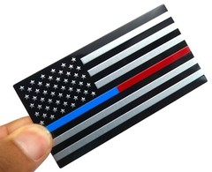 ALUMINUM Thin Blue Red Line Decal Sticker Law Enforcement, Police, Firefighter