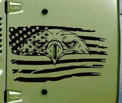 Eagle USA Flag Hood Door Vinyl Decal Racing Stripes (Fits Jeep Cars Trucks)