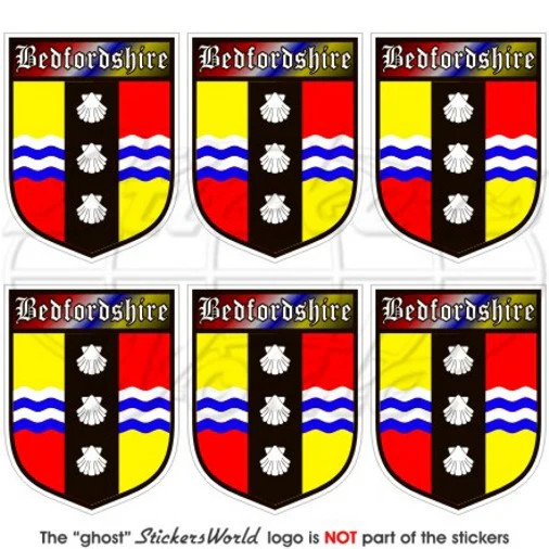 BEDFORDSHIRE County Shield, England Bedford BEDS 40mm (1.6″) Stickers Decals x6