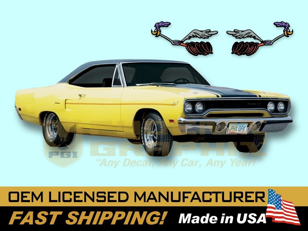1970 Road Runner REFLECTIVE Gold Dust Trail Stripes & Deck Decals Kit COMPLETE!