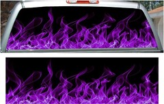 Purple flame rear window view thru graphic decal wrap