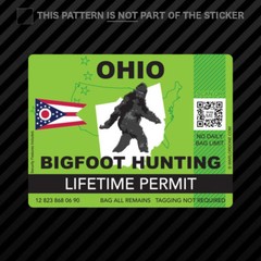 Ohio Bigfoot Hunting Permit Sticker Self Adhesive Vinyl Sasquatch Lifetime