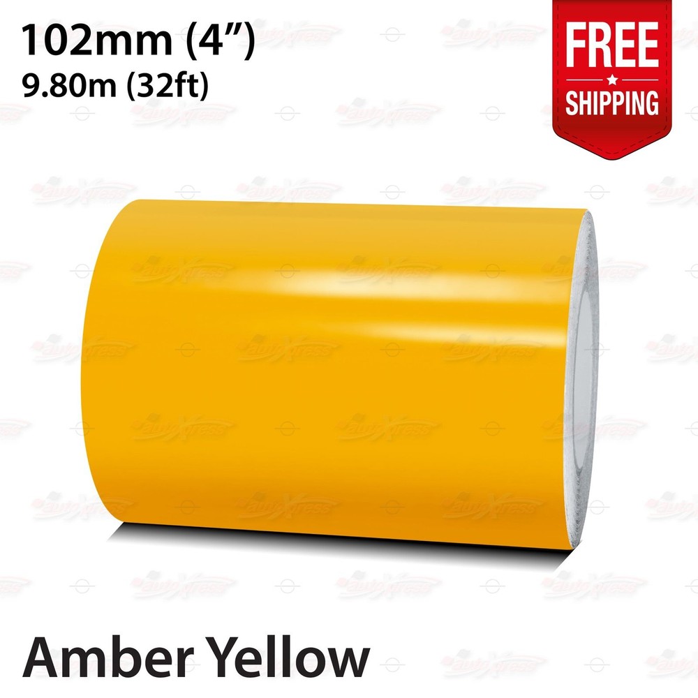 AMBER YELLOW 4″ 102mm Roll PIN STRIPE Car Striping Line TAPE Decal Vinyl Sticker