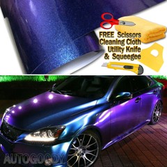 Super Gloss Metallic Chameleon Purple Blue Teal Vinyl Film Wrap Air Bubble Free