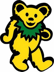Sticker – Dancing Bear Yellow Green Hippy Hippie 1960s Psychedelic Decal 11270