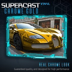 Supercast Flex Stretch Mirror Chrome Vinyl Wrap Sticker Roll Air Release – Gold