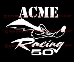 ACME RACING Wyle E Coyote 5.0 Mustang Hot Rod, Race, NHRA, Rat Rod decal sticker