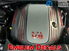 Dodge Challenger 5.7L V8 Hemi Engine Decals 2009 2010 11 12 13 14 15 16 17 18