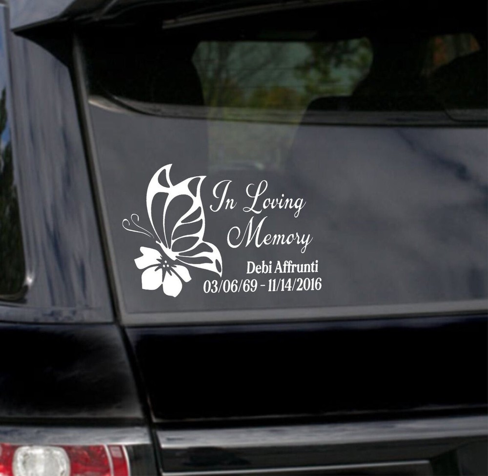 In Loving Memory Butterfly Decal, Custom In Memory of Butterfly Sticker 6 x 4.8