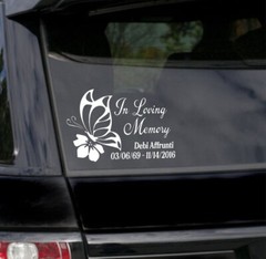 In Loving Memory Butterfly Decal, Custom In Memory of Butterfly Sticker 6 x 4.8