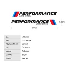 2 PCS Car Door Sticker For BMW M Performance Auto Bumper Decal Limited Vinyl