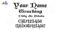 TRUCK DOOR DECALS CUSTOM Gothic Style Font ONE COLOR OUTDOOR VINYL *X2