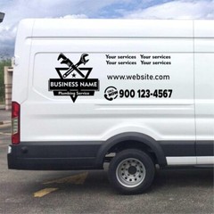 2pcs Custom Plumbing Van Decals Business, Commercial Signs for Vehicles, Trailer
