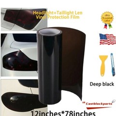 For Headlight taillight Gloss Dark Black Film Smoke Tint Lens Vinyl Wrap 12″x78″