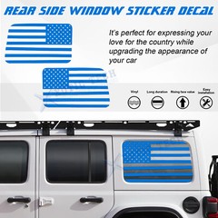 Blue Rear Side Window American Flag Decal For Jeep Wrangler JL JLU 2018+ 4-Door